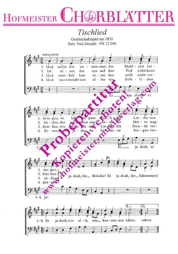 Tischlied (Und wolln wir zusammen die Mahlzeit verbringen)