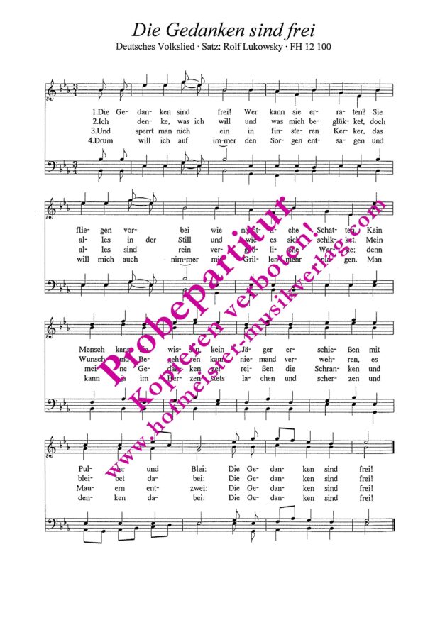 Die Gedanken sind frei. Volkslied