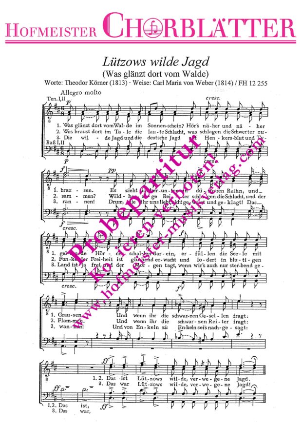 Lützows wilde Jagd (Was glänzt dort vom Walde)