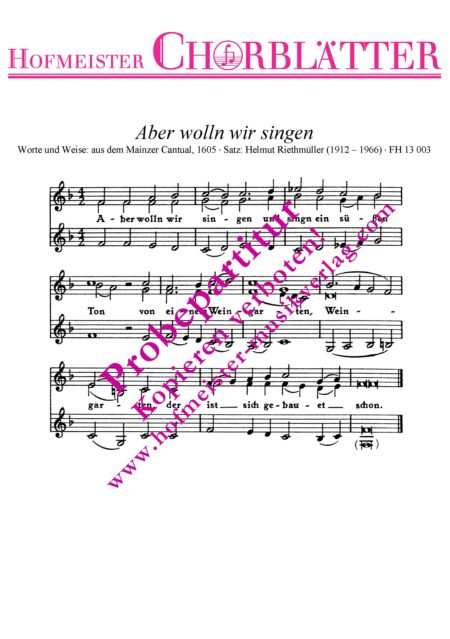 Aber wolln wir singen (1605)