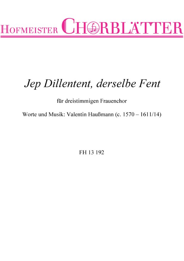 Jep Dillentent, derselbe Fent (1607)
