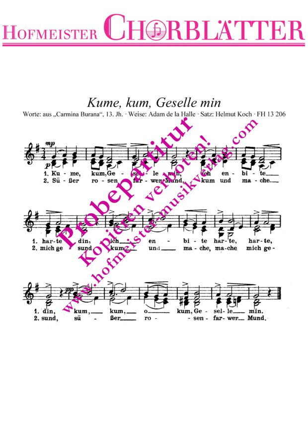Kume, kum, Geselle min (um 1285)