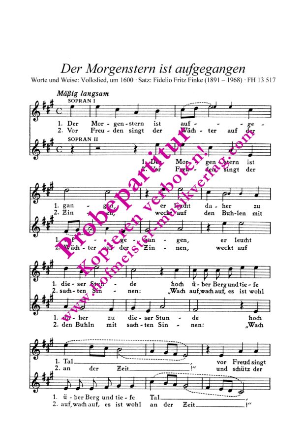 Der Morgenstern ist aufgegangen (um 1600)