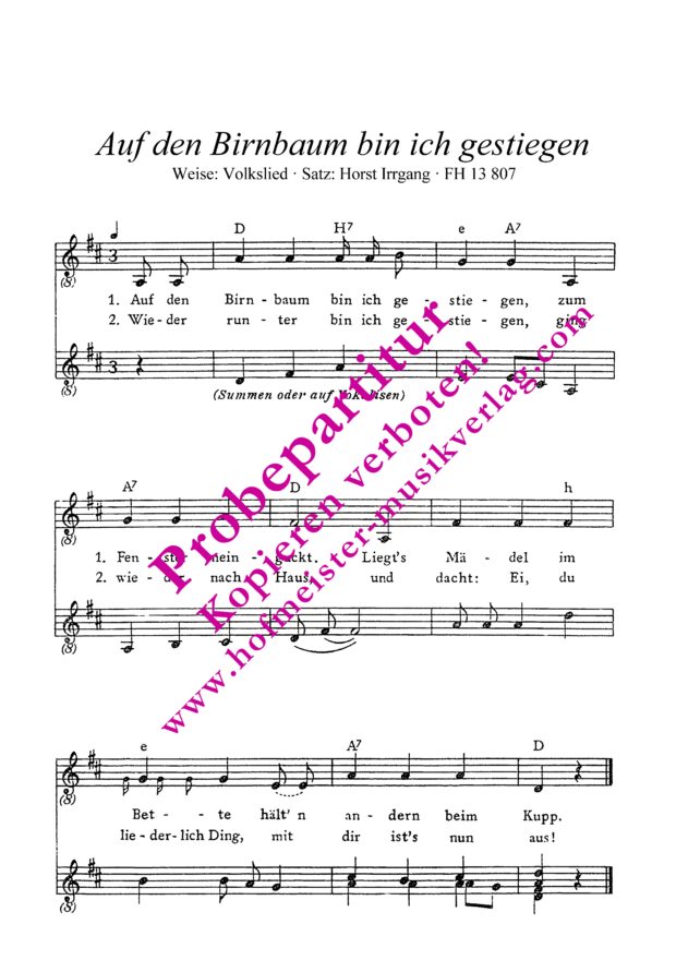 Auf den Birnbaum bin ich gestiegen