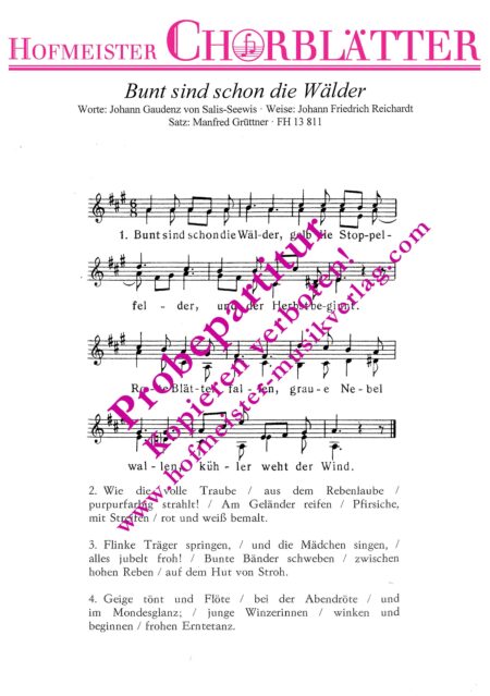 Bunt sind schon die Wälder (1799)