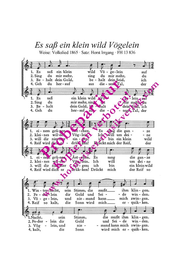 Es saß ein klein wild Vögelein