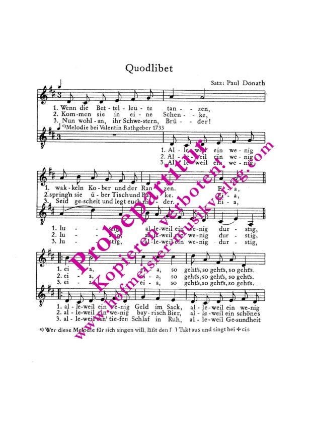 Quodlibet (Wenn die Bettelleute tanzen / Alle weil ein wenig lustig)