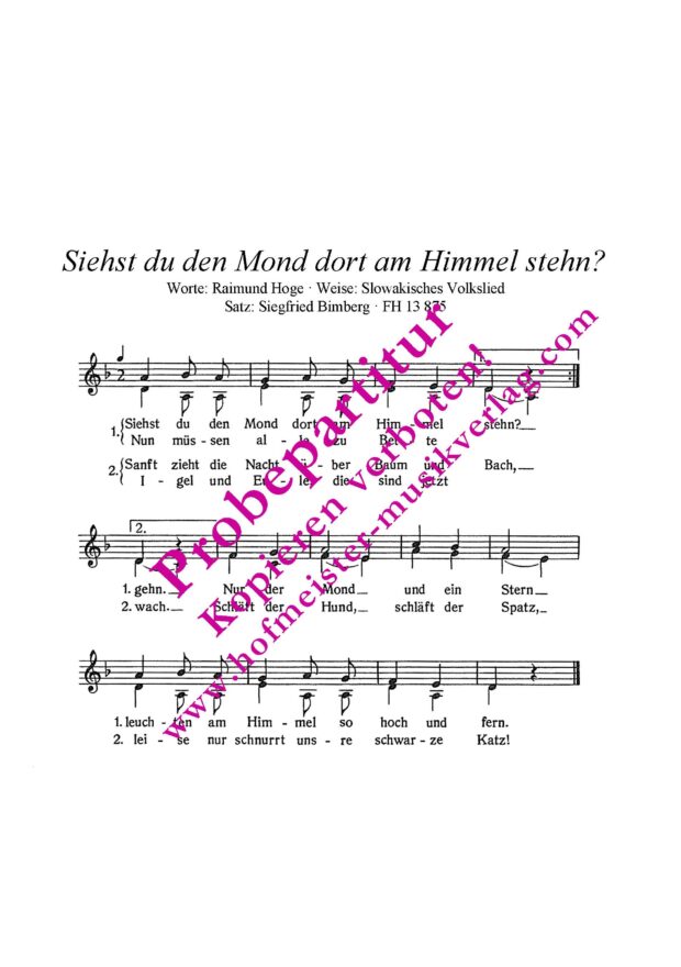 Siehst du den Mond dort am Himmel stehn