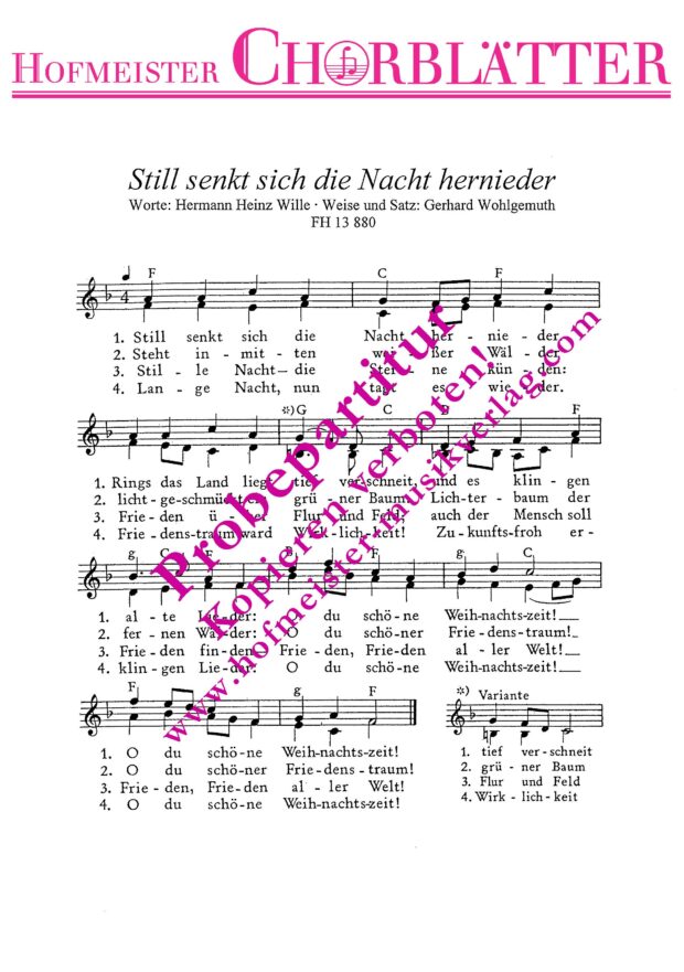 Still senkt sich die Nacht hernieder