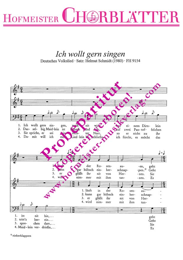 Ich wollt gern singen