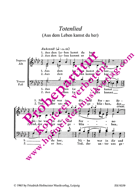 Totenlied (Aus dem Leben kamst du her)