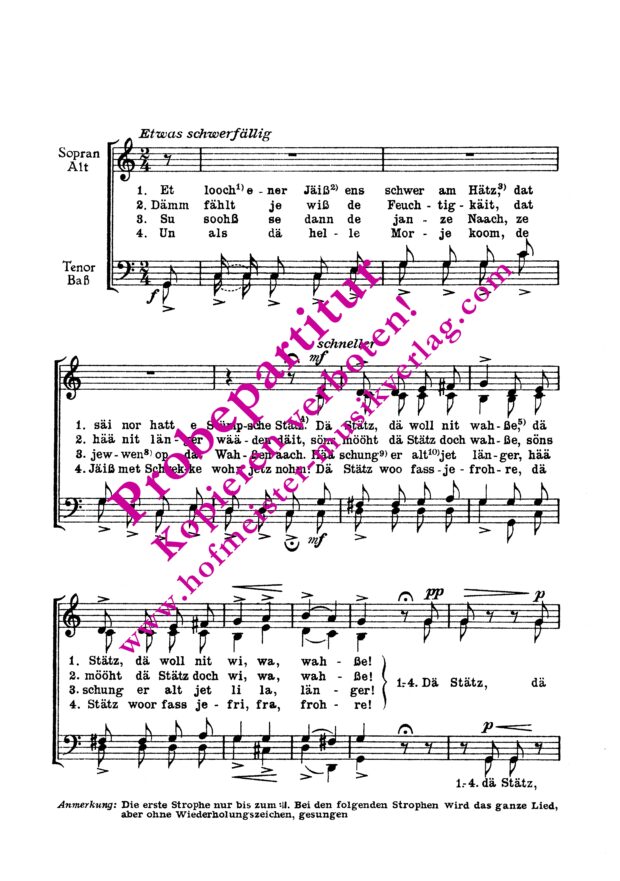 Dä Stätz (Et looch ener Jäiß ens schwer am Hätz)