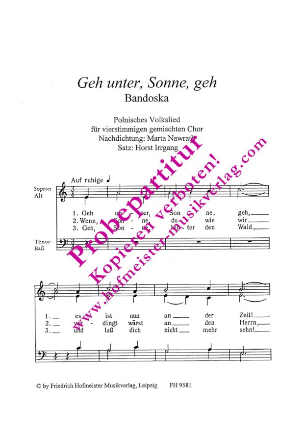 Geh unter, Sonne, geh (Bandoska)