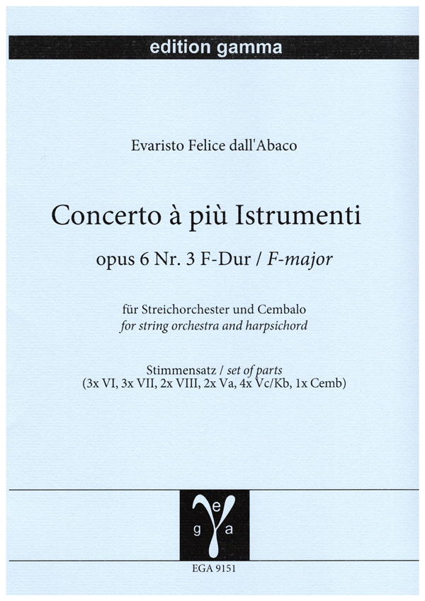 Concerto a piu istrumenti op. 6 Nr. 3 F-Dur / Stimmensatz