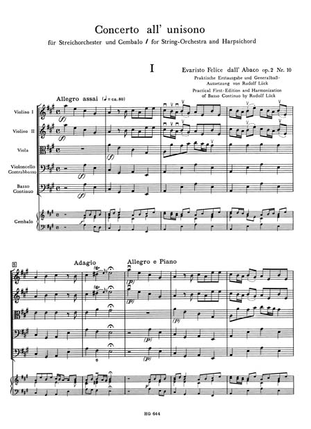 Concerto all'unisono op. 2 Nr. 10 A-Dur / Partitur – Bild 2