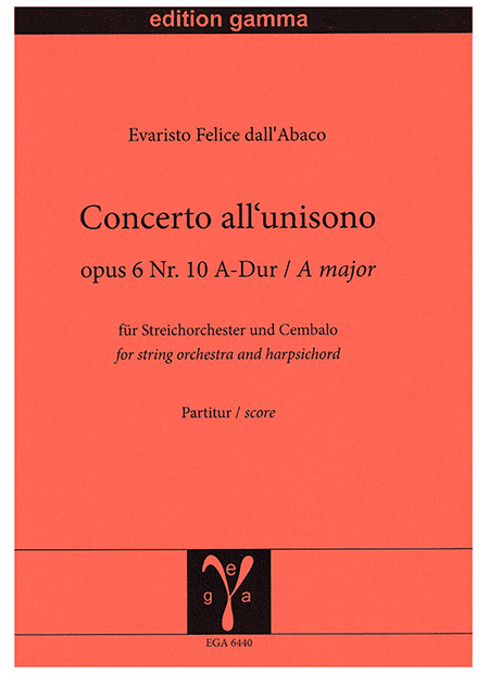 Concerto all'unisono op. 2 Nr. 10 A-Dur / Partitur