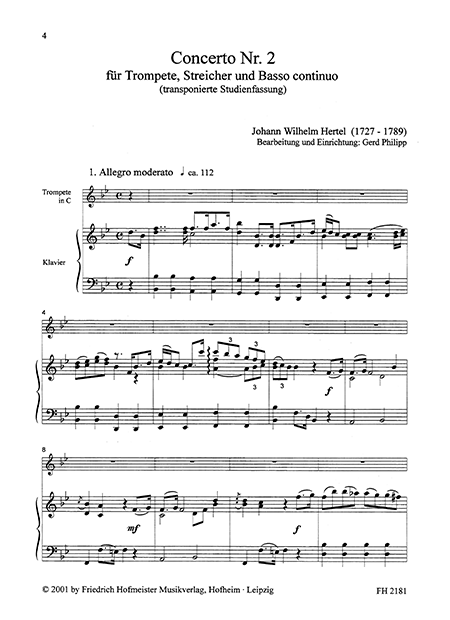 Concerto Nr. 2 für Trompete, Streicher und B. c. / KlA. – Bild 2