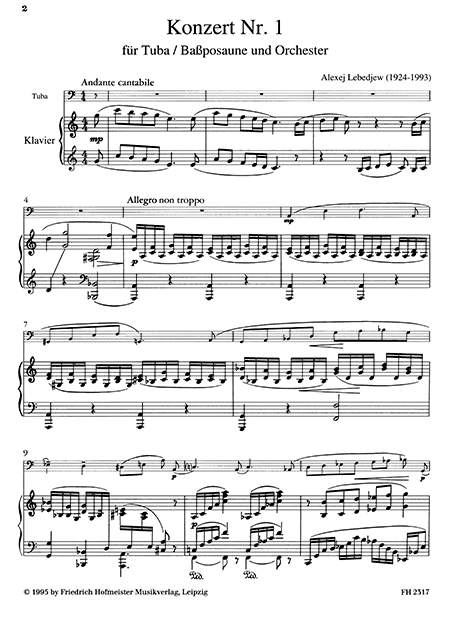 Konzert Nr. 1 für Tuba/ Baßposaune und Orchester / KlA – Bild 2