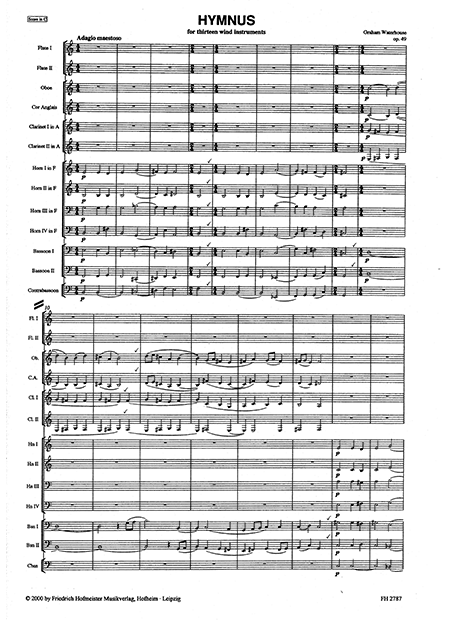 Hymnus for thirteen wind instruments, op. 49 / Partitur – Bild 2