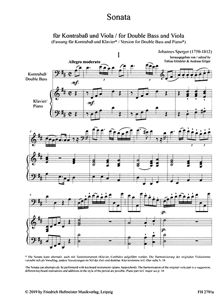 Sonata für Kontrabaß und Viola (Meier CI /6)