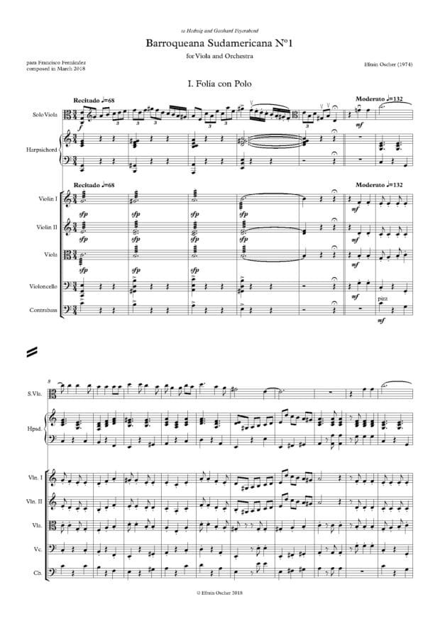 Barroqueana Sudamericana Nr. 1 für Viola und Orchester