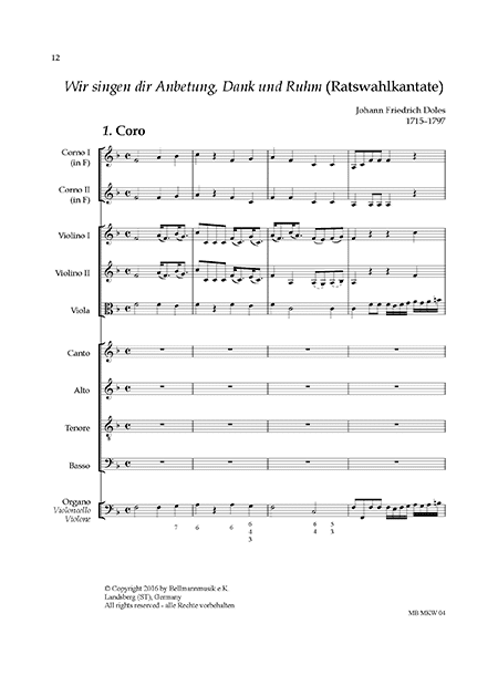Wir singen dir Anbetung, Dank und Ruhm (Ratswahlkantate) / Partitur – Bild 2
