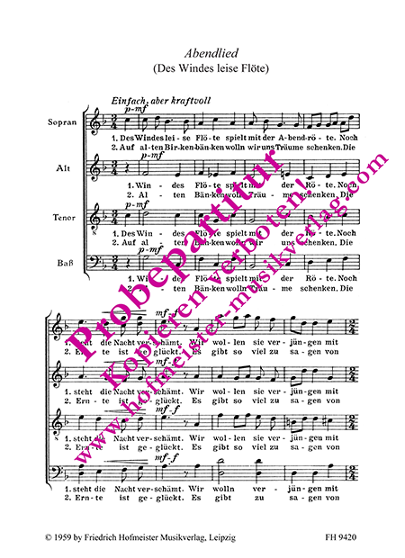 Abendlied (Des Windes leise Flöte)