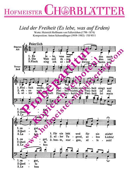Lied der Freiheit (Es lebe, was auf Erden)